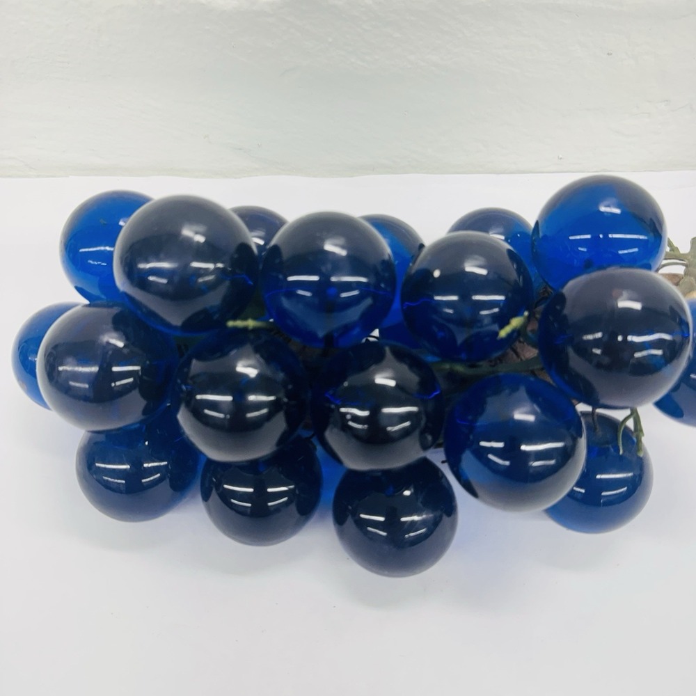 Vintage MCM Lucite Acrylic Cobalt Blue Grape Cluster Large 1.5" Balls 11"Long